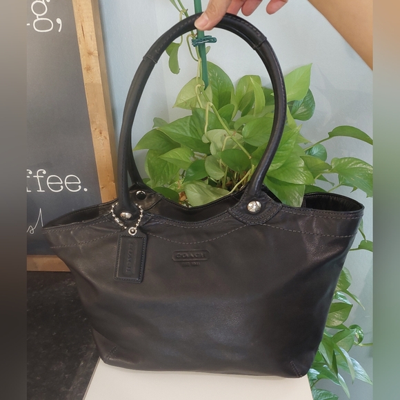 Coach Handbags - Coach Dark Leather Tote Bag